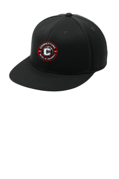 Competitor Circle Red/White Logo Flex Fit Flat Bill Cap